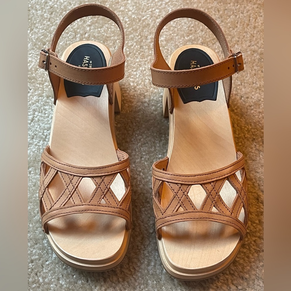 Swedish Hasbeens basket sandal clogs